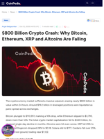 $800 Billion Crypto Crash: Why Bitcoin, Ethereum, XRP and Altcoins Are Falling