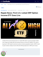 Ripple News: First U.S.-Listed XRP Option Income ETF Goes Live
