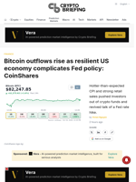 Bitcoin outflows rise as resilient US economy complicates Fed policy: CoinShares