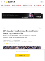 Premier League soccer clubs warned about unauthorized crypto firms' sponsorship 