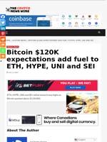 Bitcoin $120K expectations add fuel to ETH, HYPE, UNI and SEI - The Crypto News Wire