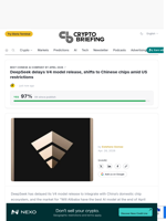 DeepSeek delays V4 model release, shifts to Chinese chips amid US restrictions