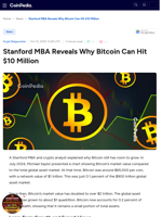 Stanford MBA Reveals Why Bitcoin Can Hit $10 Million