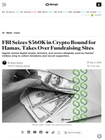 FBI Seizes $560K in Crypto Bound for Hamas, Takes Over Fundraising Sites - Decrypt