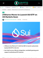 21Shares Moves to Launch SUI ETF on US Markets Soon - Crypto News Flash