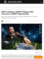XRP To Replace SWIFT? Ripple CEO Uncovers a $155T Opportunity - DailyCoin