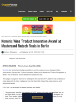 Nominis Wins 'Product Innovation Award' at Mastercard Fintech Finals in Berlin