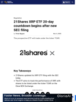 21Shares XRP ETF 20-day countdown begins after new SEC filing