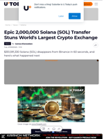 Epic 2,000,000 Solana (SOL) Transfer Stuns World's Largest Crypto Exchange