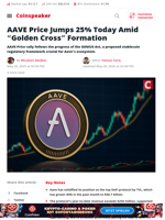 AAVE Price Jumps 25% Today Amid “Golden Cross” Formation - Coinspeaker