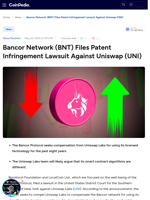 Bancor Network (BNT) Files Patent Infringement Lawsuit Against Uniswap (UNI)