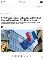 VPN Usage Spikes in France as Pornhub Blocks Users Over Age Restrictions - Decrypt