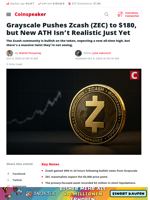 Grayscale Drives ZEC to $180 — But New ATH Seems Distant