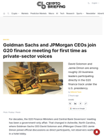Goldman Sachs and JPMorgan CEOs join G20 finance meeting for first time as private-sector voices