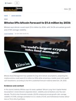Bitwise lifts bitcoin forecast to $1.6 million by 2036 - Blockchain.News