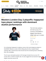 Masters London Day 2 playoffs: happywei tops player rankings with dominant duelist performance