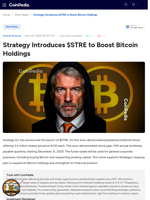 Strategy Introduces $STRE to Boost Bitcoin Holdings