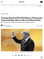 Trump-Backed World Liberty Ethereum Token Debut: Here's How It Played Out - Decrypt