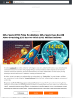 Ethereum (ETH) Price Prediction: Ethereum Eyes $4,400 After Breaking $3K Barrier With $500 Million Inflows - Brave New Coin