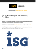 ISG to Assess Digital Sustainability Providers