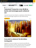 Tokenized Treasuries cross $8.6B as banks and exchanges push collateral use