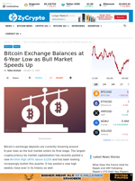 Bitcoin Exchange Balances at 6-Year Low as Bull Market Speeds Up ⋆ ZyCrypto