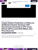 Crypto Market Prediction: Is Shiba Inu (SHIB) Bull Market Starting? XRP Downtrend Canceled on ETF Craze, Bitcoin (BTC) Loses $1.63 Billion, But Price Bounces - U.Today