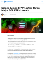 Solana Jumps 8.74% After Three Major SOL ETFs Launch