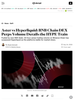 Aster vs Hyperliquid: BNB Chain DEX Perps Volume Derails the HYPE Train - Decrypt