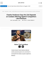 Charles Hoskinson Says His Life Depends on Cardano Winning Against Competitors Like Ethereum