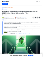 Ethereum Smart Contract Deployments Surge to 2021 Levels