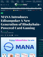 MANA Introduces Edisonpoker A New Generation of Blockchain-Powered Card Gaming - Crypto Daily
