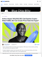 Can ZEC Live Up to Arthur Hayes' Zcash Price Target?