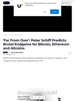 'Far From Over': Peter Schiff Predicts Brutal Endgame for Bitcoin, Ethereum and Altcoins - U.Today