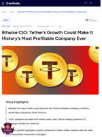 Bitwise CIO: Tether’s Growth Could Make It History’s Most Profitable Company Ever
