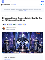 Ethereum Crypto Stakers Quietly Buy the Dip as ETF Demand Stabilizes: Guest Post by Thecoinrepublic.com | CoinMarketCap