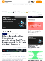 Bitget Launches Live Streaming, Accelerating Real-Time Engagement for Crypto Content Creators – Press release Bitcoin News