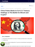 China Orders Banks to Cut U.S. Treasury Holdings: Is This Bullish for Bitcoin and Crypto?