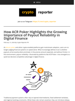 How ACR Poker Highlights the Growing Importance of Payout Reliability in Digital Finance