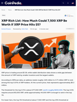 XRP Rich List: How Much Could 7,500 XRP Be Worth If XRP Price Hits $5?