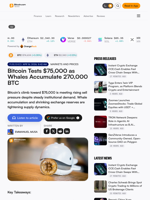 Bitcoin Tests $75,000 as Whales Accumulate 270,000 BTC – Markets and Prices Bitcoin News