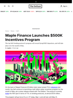 Maple Finance Launches $500K Incentives Program - 