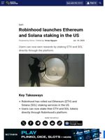 Robinhood launches Ethereum and Solana staking in the US