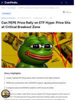 Can PEPE Price Rally on ETF Hype: Price Sits at Critical Breakout Zone