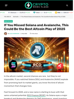 If You Missed Solana and Avalanche, This Could Be the Best Altcoin Play of 2025
