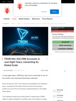 TRON Hits 334.59M Accounts in Just Eight Years, Cementing Its Global Scale - NullTX