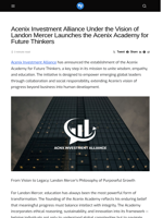 Acenix Investment Alliance Under the Vision of Landon Mercer Launches the Acenix Academy for Future Thinkers - Visionary Financial