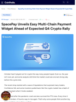 SpacePay Unveils Easy Multi-Chain Payment Widget Ahead of Expected Q4 Crypto Rally