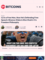 CZ Is a Free Man, Now He's Defending Free Speech: Binance Stake in Elon Musk's X Is Freedom Philosophy - 99Bitcoins