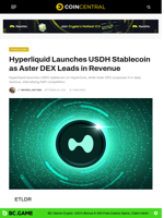 Hyperliquid Launches USDH Stablecoin as Aster DEX Leads in Revenue - CoinCentral